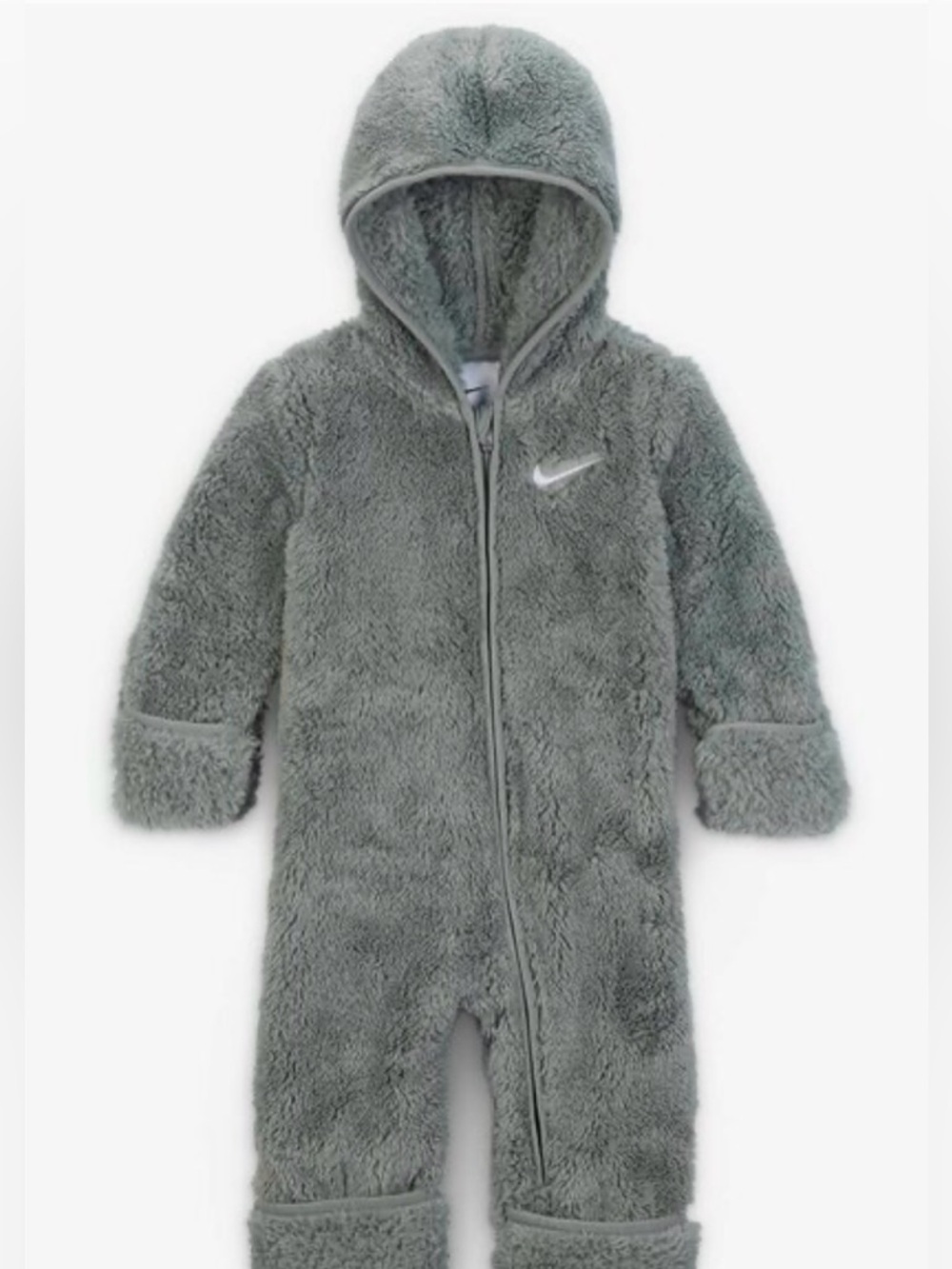 NWT Nike Newborn Plush Hooded Sherpa Coverall One-Piece in Mica Green